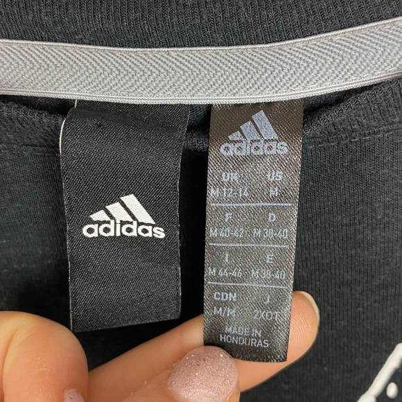 Adidas Spell Out Short Sleeve Block Letter Graphic Tee Black & White Size Medium - Picture 6 of 12